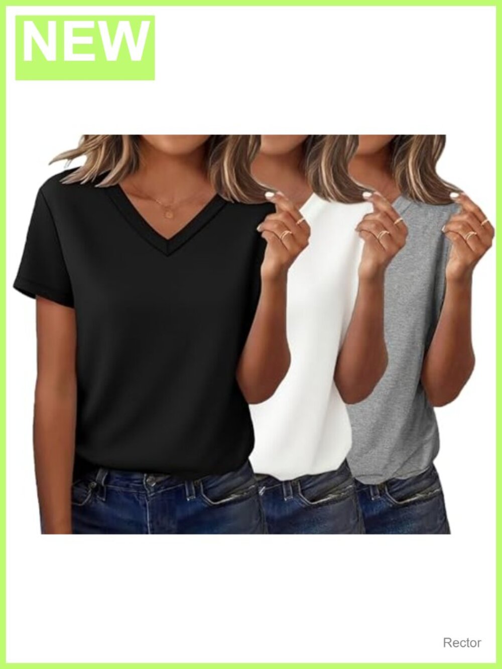 DANVOUY 3 Pack Womens V Neck T Shirts Short Sleeve Comfy Casual Tees